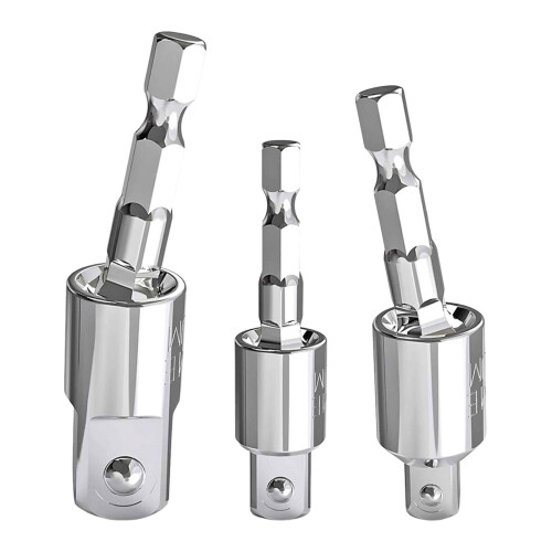 Rotatable Hex Shank to Square Drive Socket Adapter (1/4", 3/8", 1/2") – Compatible with Impact Drivers 1