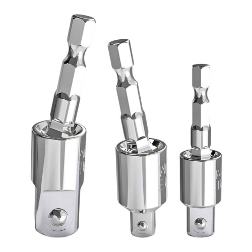 Rotatable Hex Shank to Square Drive Socket Adapter (1/4", 3/8", 1/2") – Compatible with Impact Drivers 2