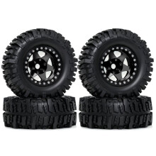 Metal 1.9 Beadlock Wheel Rim 95mm Off-Road Tires Set for 1/10 RC Crawler Car Axial SCX10 III AXI03007 Black