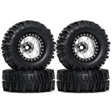 Metal 1.9 Beadlock Wheel Rim 95mm Off-Road Tires Set for 1/10 RC Crawler Car Axial SCX10 III AXI03007 Silver