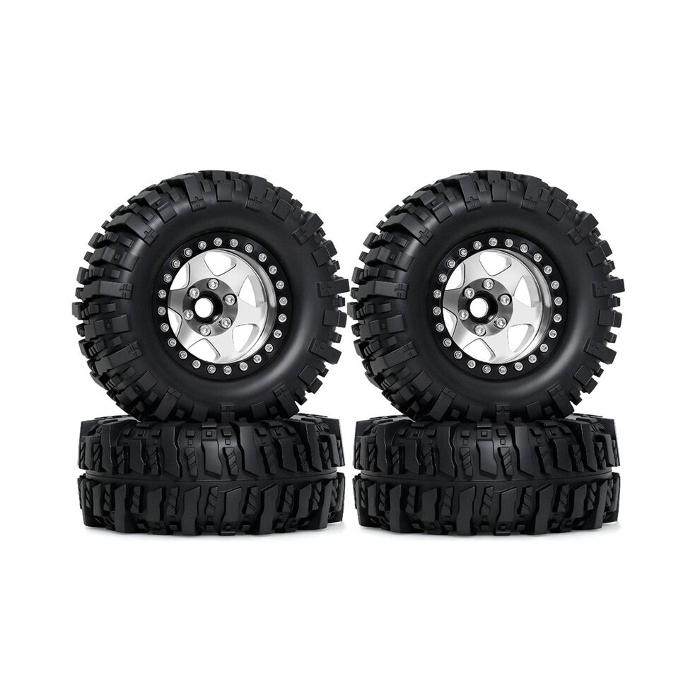 Metal 1.9 Beadlock Wheel Rim 95Mm Off-Road Tires Set For 1/10 Rc Crawler Car Axial Scx10 Iii Axi03007 Silver 6033441829019