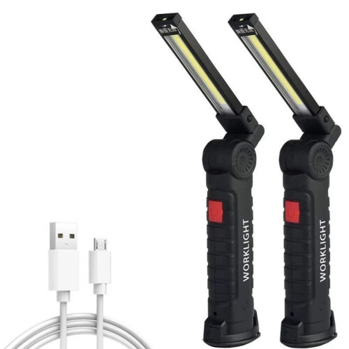 2Pack Rechargeable LED Work Lights with Magnetic Base, 360 Rotation,Versatile Lighting for Repairs, Outdoors Work 1
