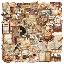 50 PCS Retro Coffee Shop Stickers for Scrapbooking, Waterproof Transparent PET Aesthetic Decals