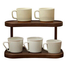 Mensola Portaoggetti da Cucina A 2 Livelli, Organizer In Legno per Stazione del Caffè, Organizer per Trucco da Bar da Bancone