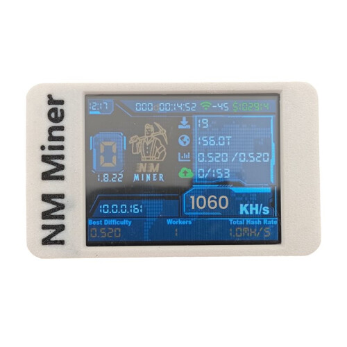 Minerador Solo NerdMiner PRO NMMiner BTC de 1060KH/S para Bitcoin, Criptomoedas e Loterias com Tela Colorida de 2,8 Polegadas