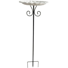 Retro Bird Bath Freestanding Bird Baths for Outdoors Bird Bath Bowl Spa Birdfeeder with Metal Stake Stand White