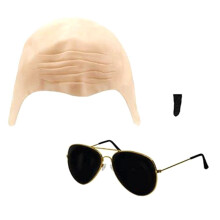 Adults Mr Accessory Set - Nude Bald Cap, Black Sunglasses, Black Soul Patch for Outdoor Swimming Pool Makeup Party