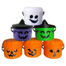 6pcs Spooky  Boo Bucket Figurines  Halloween Nostalgia Bucket Halloween Candy Bowl Trick or Treat Event Props