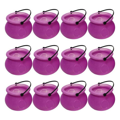12pcs   Cauldron with Handle Halloween  Witch Cauldron Halloween Pot Candy Holder for Halloween