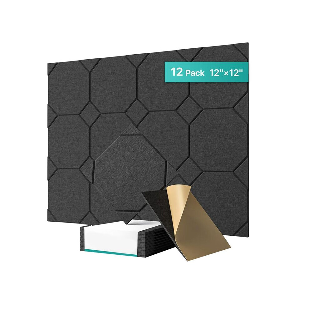 12 Pack Acoustic Panels Self-Adhesive, Soundproof Wall Panels, Sound Proof Panels For Door, Ceiling, Home Office,A 6031119684236
