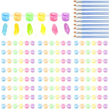 Kit de 24  Pinturas Acrílicas Que Brillan en la Oscuridad, 48 Pinceles y 24 Pinturas Acrílicas de 6 Colores para Manualidades, Carnaval, Pascua.