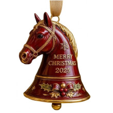 Frohe Weihnachten Pferdeanhänger mit Glocke für Zuhause, Büro, Weihnachtsfeier, Weihnachtsbaum, Als Pferdeförmige Glocke, Weihnachtsdekoration zum