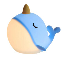 Narwhal Night Light with Whale Shape,Squishy Silicone Kids Lamp,Safe&Soothing Touch Control for Kids,USB-C Rechargeable