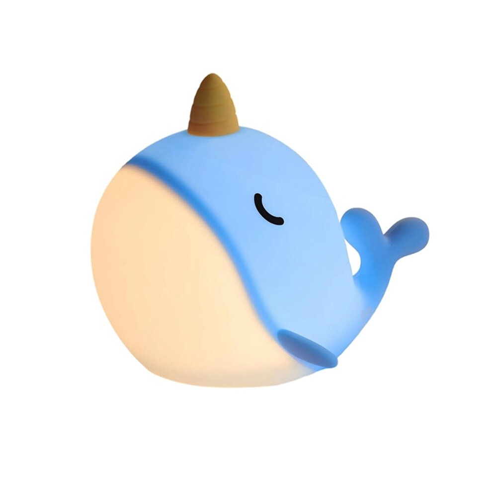 Tlily Narwhal Night Light With Whale Shape,Squishy Silicone Kids Lamp,Safe&Soothing Touch Control For Kids,Usb-C Rechargeable
