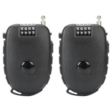 2 Pack 4-Digit Combination Lock with 29.5 Inch Quickly Retractable Steel Cables - Keyless Security for Bike, Helmet, Ski
