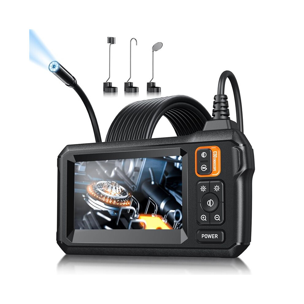 Endoscope Camera With Light,Inspection Borescope Camera With 4.3" Ips Screen,Semi-Rigid Cord Bore Scope, Ip67 Waterproof 6031119623716