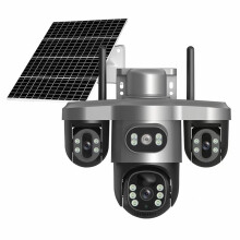 T10B Solar-Powered WiFi 3-Lens 3-View Single-Lens Rotating Wireless Solar Camera Monitoring Gun- Camera in One