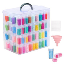 4-Tier Diamond Painting Storage Box, 208 Slots Large Capacity Portable Transparent Diamond Art Storage, Suitable