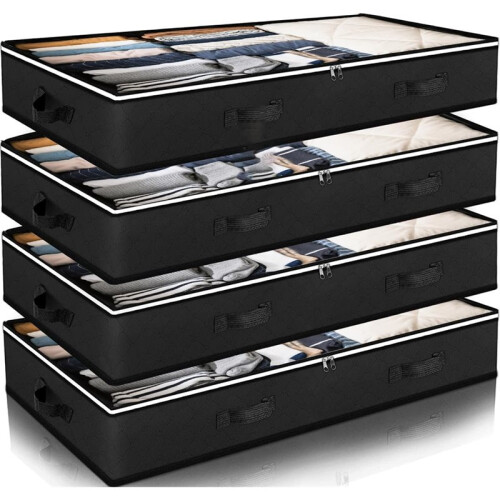 Underbed Storage Bags, Foldable Containers for Blankets, Towels, Comforters,4pack