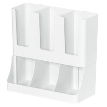 Wegwerpbekerhouder, Multifunctionele Opbergdoos, Opbergdoos met Rietjes voor in de Koffiebar, Multifunctionele Opbergdoos Wit
