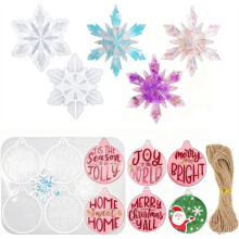 5pcs Christmas Resin Molds Silicone, Coaster Mold with Hole for Epoxy Resin,Christmas Tree Pendant Home Decoration
