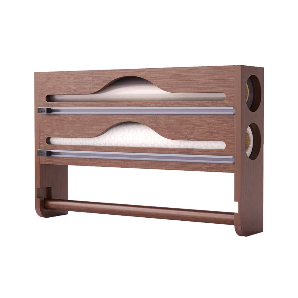 Foil And Plastic Wrap Organizer, Bamboo Aluminum Foil Dispenser With Paper Towel Holder, Kitchen Organization C 6032099295672