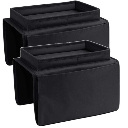 Sofa Armrest Organizer with Cup Holder No-Slip Couch Sofa Armrest Organiser Couch Remote Caddy Control Holder (Black)
