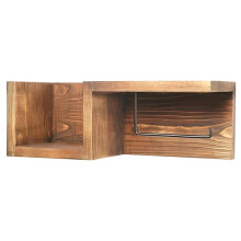 Portasciugamani e Porta Fazzoletti da Parete In Legno con Ripiano, Organizer per Bagno In Stile Rustico, Portasciugamani e Porta Fazzoletti da Parete