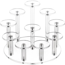 Acryl-Präsentationsständer, 10-Stufig, Rund, Transparenter Organizer für Schmuck, Figuren, Parfüm, Cupcakes, Tischdekoration