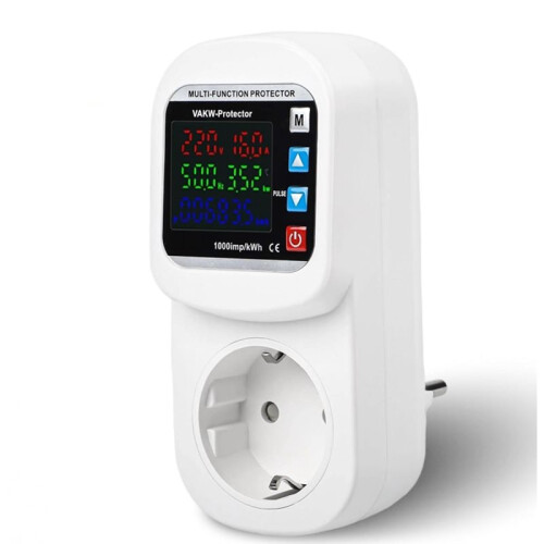 Multifunction over Voltage Current Protector Socket Adjustable Timed  Temperature Control Frequency Protector EU Plug
