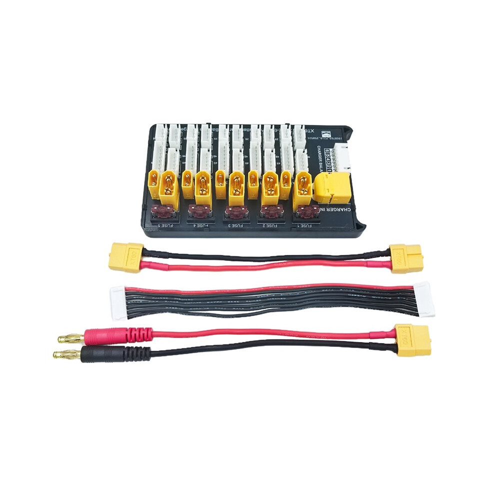 Xt60 Xt30 Rc Lipo Battery Parallel Charging Board - Supports 5 Packs For 2S-6S Lipo Batteries With Safety Fuses 4713286573651