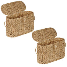 2 Pcs Toilet Paper Storage Basket, Water Hyacinth Slim Toilet Paper Holder Home Bathroom Decor Organizer