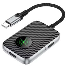 Dual Type-C Audio Adapter 2-in-1 Headphone Jack Adapter 60W Fast Charging Mobile Sound Card Live Streaming Converter B