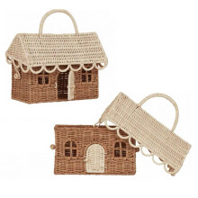 2 Cestini In Rattan per Piccole Case, Cestini Regalo di Capodanno, Scatole per Imballaggio, Cestini Regalo Intrecciati A Forma di Casetta di Caramelle
