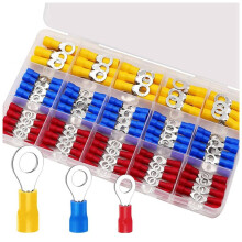 Kit de 250 Conectores de Cable Aislados, Terminales de Crimpado, Tipo o, Anillo Redondo de PVC, Terminal Preaislado Prensado en Frío.