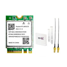 WiFi 6E RTL8852CE M.2 Network Card with WiFi 6E Magnetic Rotating Antenna BT5.3 Wireless Adapter 2.4/5/6GHz for Win 11