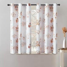 Orange Curtains for Kitchen,Boho Colorful Floral Short Curtains for Window Bedroom,45 Inch Length Terracotta and Dark Blue