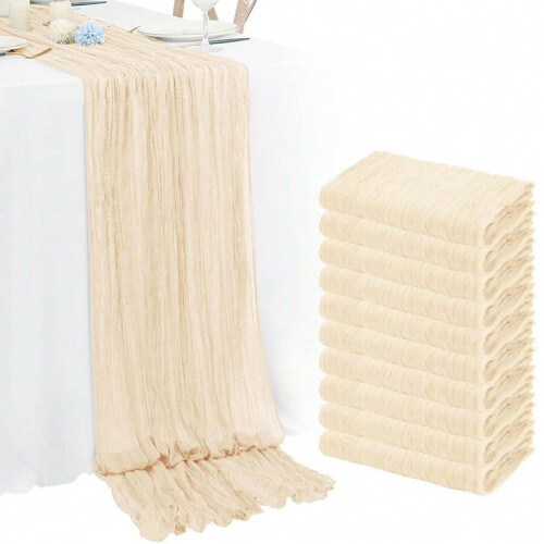Boho-Tischläufer aus Gaze, 3 m, 10er-Pack