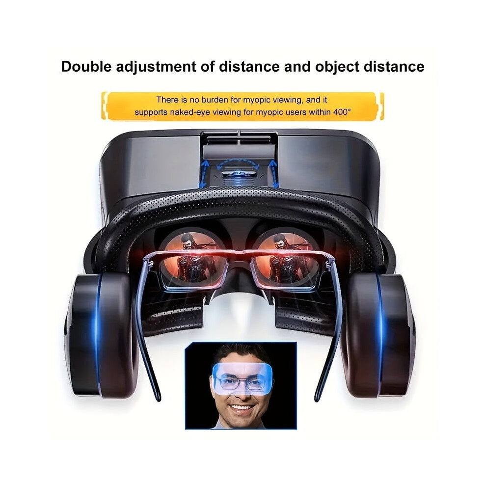 Vr Headset 110 Fov Anti- Hd Lens For 4.7-6.8 Inch Smartphones Blue/Light 9357860016469