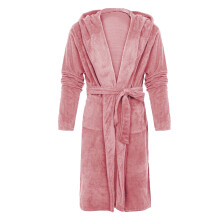 Men's Hooded Belted Soft Bathrobe, Long Sleeve Cozy Homewear with Pockets, Adjustable Tie, Warm Winter Robe (Pink, 5XL)