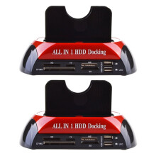 USB 2.0 to IDE Hard Disk All in One HDD Docking Station OTB Cloning Dock Dual Bay 2.5/3.5" with Card Reader UK Plug