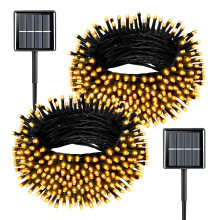Outdoor Solar String Lights - 2-Pack 39ft 100 LED Waterproof Solar Christmas Lights with 8 Modes for Garden Patio Party Decorations - Warm White