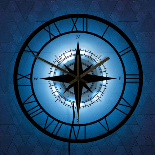 LED Nautical Wall Clock under $5! Transparent Acrylic Compass Design for Home Decor Quiet Sweep Second Hand Battery Powered Modern Art Piece