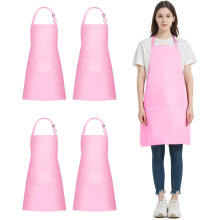 4-Pack Black Waterproof Chef Apron, Adjustable with 2 Pockets, Compatible with Kitchen, Cooking, Gardening, Painting, Baking & Restaurant Use