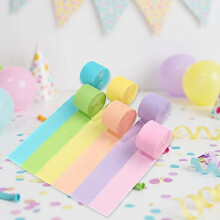 Crepe Paper Streamers 6 Rolls (492ft), 6 Pastel Colors, 1.8" x 82ft/Roll – for Birthday, Wedding & Party Decor