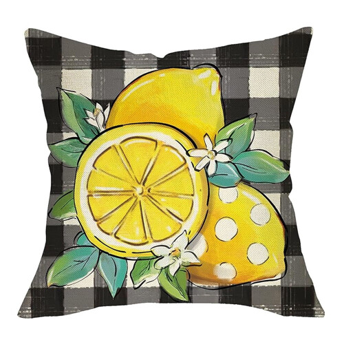 Housse de coussin citron style ferme 45 x 45 cm