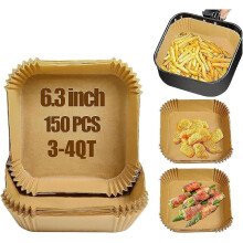 Mini Air Fryer Liners Disposable for Most 2-5 Qt Small Air Fryer, 100Pcs Small Parchment Paper for Baking Square Airfryer Paper Liners for 2-5 Qt