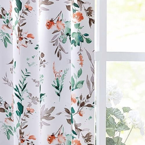 Floral Blackout Curtains Rustic Orange 2 Panels