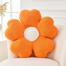 Cute Flower-Shaped Throw Pillow, Soft Daisy Cushion for Bed/Couch, 14.9" Orange – Compatible with Home Decor