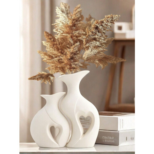 Interlocking Heart Vase Set Matte White ABS